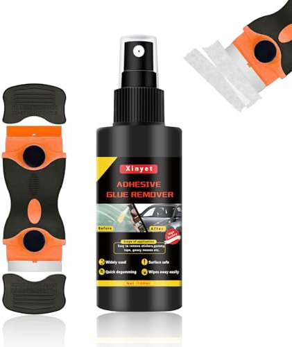 Xinyet 100ml Quita Pegamento Adhesivo, Quita Adhesivos, Disolvente Pegamento, Quitar Pegamento en Metal,Vidrio,Madera, Elimina Rápidamente Residuos de Pegamento y Etiquetas