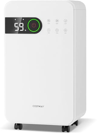 COSTWAY 15 l/dag avfuktare, elektrisk avfuktare med 3 lägen och 2 hastigheter, 2,3 vattentank, sovläge ≤ 33 dB, rumsstorlek ca 15 m²