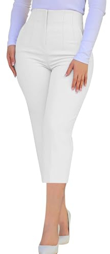 RLEHJN Pantacourt Femme Été Pantalon Femme Chic Et Elegant Pantalon De Travail Et Décontracté Pantacourt 3/4 Taille Haute Capri Leggins Pants Doux Et Confortable Avec Poche Vetement Femmes Solde