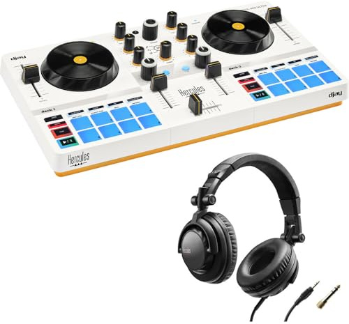 Hercules DJControl Mix Ultra DJ Controller with Protective Cover Bundle with Hercules HDP DJ45 Closed-Back, Over-Ear DJ Headphones