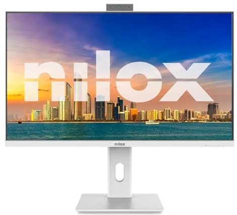 Nilox NXM27RWEB02W Monitor Business 27'' IPS Full HD 120 Hz (Bianco), Webcam FHD Integrata, Regolabile, Connessioni HDMI/DP/VGA