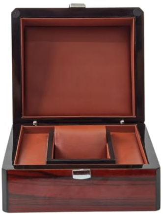 AlluraPet Caja de Almacenamiento para Reloj Individual de Lujo, Madera y Cuero PU, 17x15x9.8 cm (6.7x5.9x3.9 in), Estuche de Viaje para Relojes Inteligentes y Tradicionales