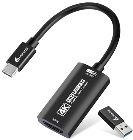 Guermok Tarjeta de captura HDMI 4K a 60FPS, 1080P a 240FPS USB 3.0 HDMI a USB A/C tarjeta de captura de video para transmisión, funciona con Pad, Switch 2/1, PS4/5, Xbox1, Quest3, Mac OS, Windows