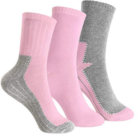 Footstar Kinder Frottee-Socken mit Motiv (3 Paar) Warme Socken mit Thermoeffekt - Rosa 31-34