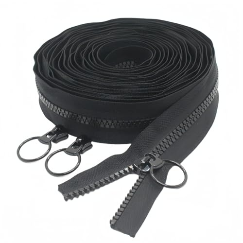 YaHoGa #5 cremallera por metros de plástico, 4.5 m Cremallera Continua + 10 Deslizadores, plástico Cremalleras en Rollo para Costura Manualidades Bolsas (Negro 4.5M)