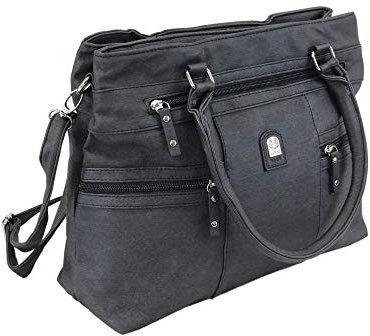 irisaa Handtasche Damen Shopper Mittelgroß Schultertasche Multifunktionale Henkeltasche Umhängetasche mit Abnehmbarem Schulterriemen und vielen Fächern, Damen Tasche:Schwarz