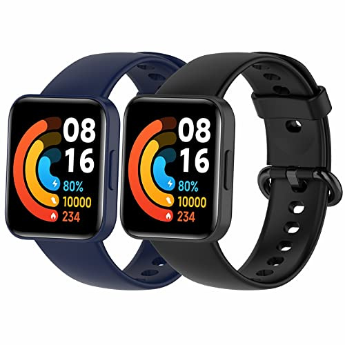 MIJOBS 2 Piezas de Correas Compatibles con Redmi Watch 2 Lite Correa de Silicona Impermeables Deportivas Correas de Repuesto Adecuadas para Reloj Poco Watch & Redmi Watch 2 Lite Pulsera