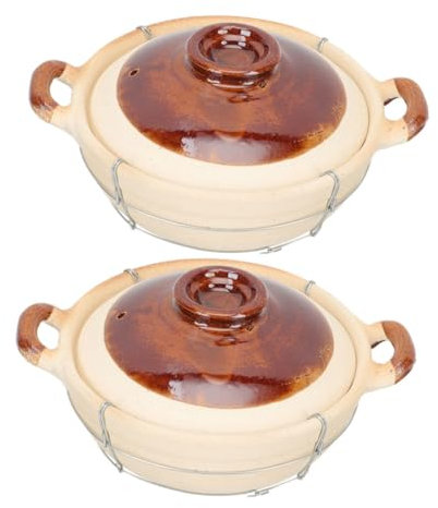 CIYODO 2pcs Clay Casserole Dish Lid 0.5l Single Handle Small Round Clay Pot Cookware for Home Cooking for Braised Rice and Oven Use