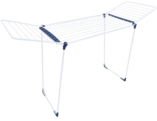 CasaSi Wäscheständer 20m extra hoch & Dicke Leinen weiß/blau - Wäschetrockner Made in Europe