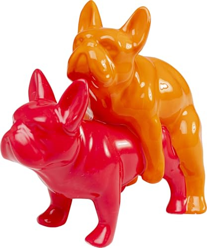 Kare Design Deco Figurine Love Dogs Duo Pop Rose, Orange, Rose, Dolomite, Statue d'animal Moderne, Cadeau, Accessoires décoratifs pour la Maison, décoration de Chambre, décoration d'intérieur pour