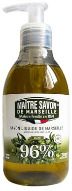 Maître Savon de Marseille - Savon Liquide de Marseille à l’Huile d’Olive - 300ml - Nettoyant Doux - 96% d’Ingrédients Naturels