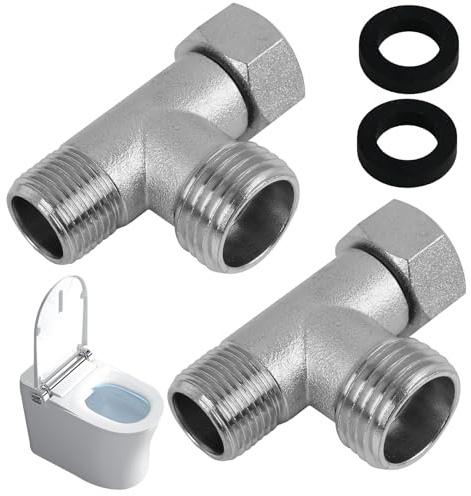 Annlpoy 2pcs valvula de cierre adaptador en t desviadora 3 vias Conectora 3/8 1/2 Adaptador Tee Conector 180° de Rotación,para Instalaciones de Inodoro y Baño