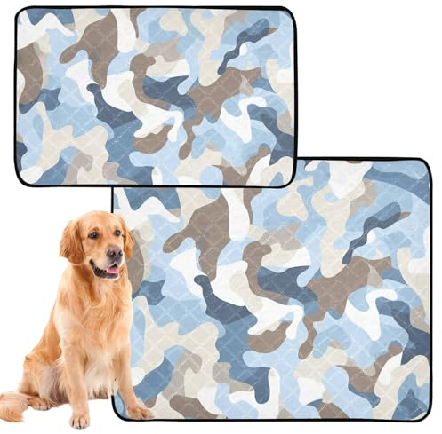 3 Pack Big Dog Pee Mat Rug for Dogs Feet Washable Anti Slip Rug for Lawn 20x24in Camouflage Baby Blue