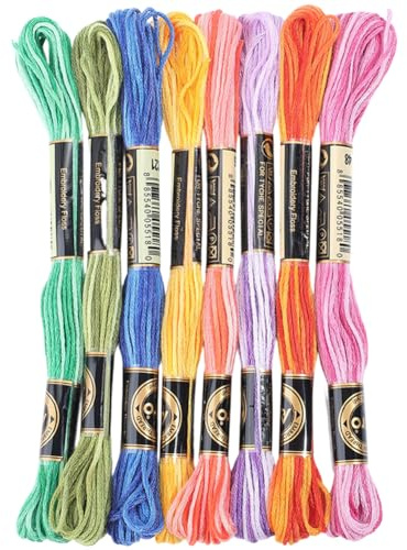 CABODYALS 8 madeja de 64 m de Hilo de Punto de Cruz de Colores, Hilo de Bordar Jaspeado, Cordón de Poliéster Colorido, Suave, Arcoíris, para Coser A Mano, Hacer Pulseras, Cumpleaños, Bodas, Manualidad
