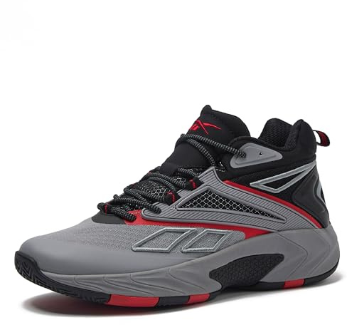 Reebok Zone Breaker High Top Trainers for Men Basketball Shoes, Alloy Jet Black Fire Red, 11 UK