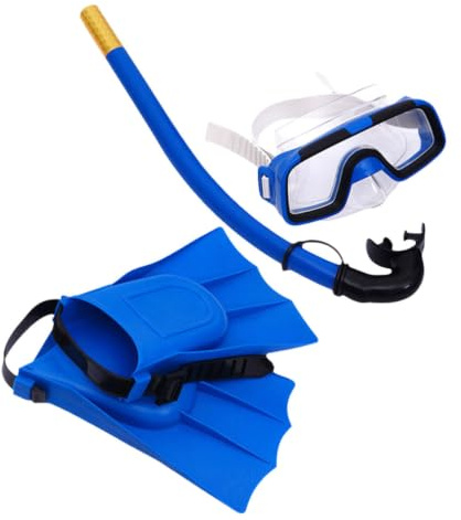 MOBUTOFU Masque de Plongée Garçon Fille avec Palmes Flexibles Réglables Tube Respiratoire Silicone Équipement de Snorkeling pour Garçon Fille Confort et Durabilité Kit Complet Bleu