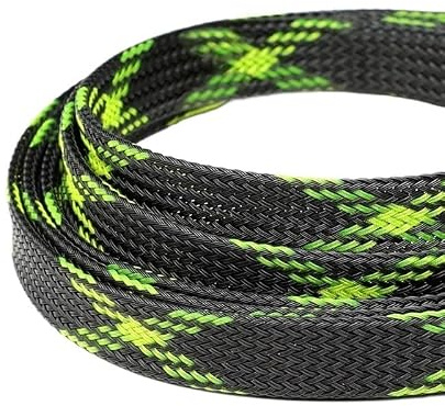 5M PET-isolerad kabelhylsa 2-30 mm expanderbar högdensitetsflätad hylsa trådvävslang(Black UV Yellow,8mm)