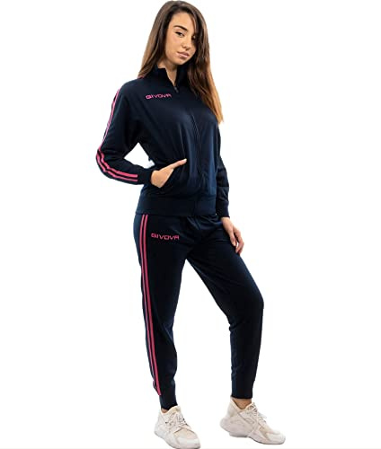 GIVOVA TUTA SCUOLA COTONE TERRY BLU/FUXIA Tg. XS