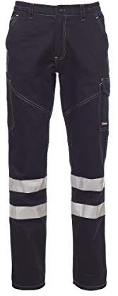 PAYPER WORKER WINTER REFLEX Pantalone unisex uomo donna 100% cotone bande reflex tasche laterali posteriori Blu Navy (XL)