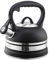 SILBERTHAL Wasserkessel Camping 2,3l – Edelstahl Pfeifkessel mit Hitze Indikator – Wasserkocher für Reisen - Teekessel Schwarz