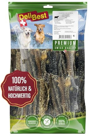 DeliBest Premium Lammpansen I leckere Kausnacks für Sensible oder magenempfindliche Hunde I Kauartikel zu 100% natürlich - ohne Zusätze I Hunde Kauartikel 1 kg