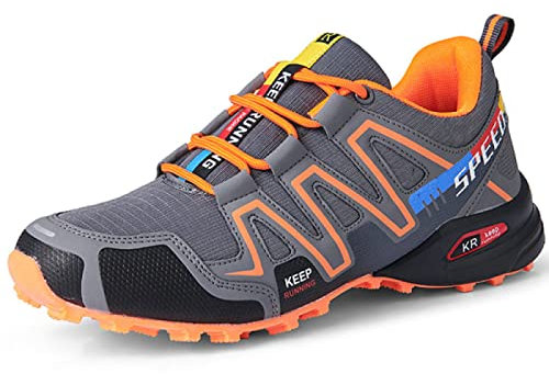 AGYE Fahrradschuhe Herren, rutschfeste Fahrradschuhe Rennrad Mountainbike MTB Schuhe Flat Assisted Sportschuhe, Orange-45