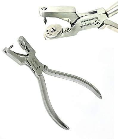 ArTLab-Ainsworth Rubber Dam Punch Pliers for Rubber Dam Sheets 5 Sizes Holes 0.8mm, 1.0mm 1.2mm 1.5mm and 2mm Rotary Punch-Rubber Dam Pliers Ivory Clamp Forceps (Rubber Dam Punch Plier)