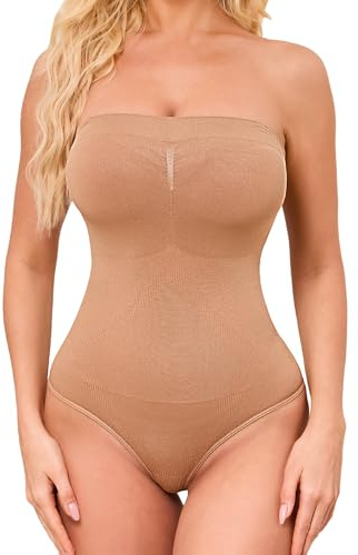 FXTYK Shapewear Bodysuit Thong Body Shaper for Women - Detachable Straps Tummy Control Full Body Sculpting Body suit Perfect for Any Womens Clothes