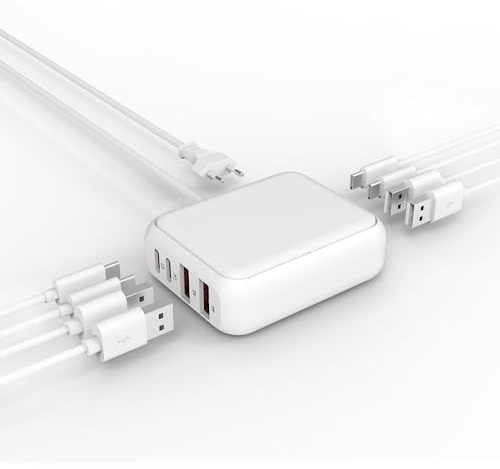 Caricatore USB 8 Porte WUKUR Caricatore USB da Muro 25W Carica Rapida Caricabatterie USB Multiplo Alimentatore Presa USB per iPhone 15 14 13 12 11 X, Samsung Galaxy, Xiaomi, iPad, iPad Pro