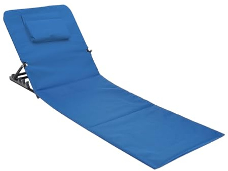 Spetebo Tappetino da spiaggia con cuscino, pieghevole, colore blu, con schienale regolabile, per giardino, campeggio, picnic, viaggi, vacanze