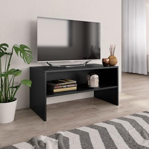 ShGaxin Meuble TV, table TV, meuble TV, meubles de salon, meuble TV, table de télévision en aggloméré noir 80 x 40 x 40 cm