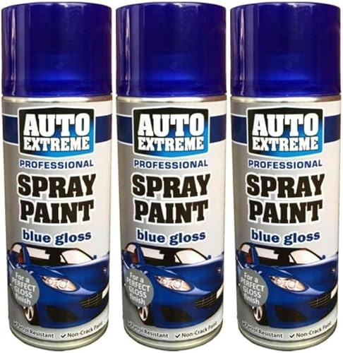 MIXEL Blue Gloss Spray Paint, Easy To Apply, Long-Lasting, Perfect For DIY Projects, Home Décor, Crafts, Wood, Metal, Plastic, Ideal For Indoor And Outdoor Use, 400ml, (3 Pcs)