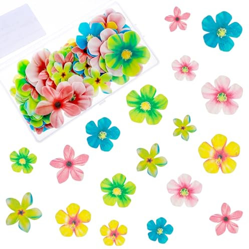 70 Stück Tortendeko Blumen Esspapier, Essbare Blüten Muffin Deko, Bunte Essbar Kirschblüte Küchendeko Kirschblüte Tortendeko Essbar Dekorationen für Hochzeit Geburtstag Party Kuchen Deko