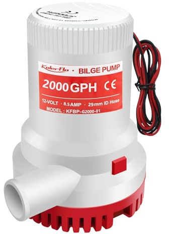 12V 2000GPH Bilge Pump High Performance, 1-1/8 inch Outlet Marine Pump,Boat Water Pump for Marine Accessories, Ponds, Pools, Spas Silent