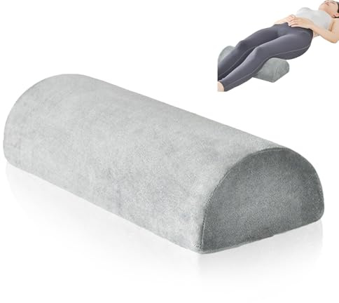 Yolispa Half Moon Memory Foam Pillow, Bolster Pillow Cushion with Removable Washable Velvet Cover, Leg Elevation Pillow Knee Support for Side and Back Sleepers for Neck, Legs, Knees, Waist