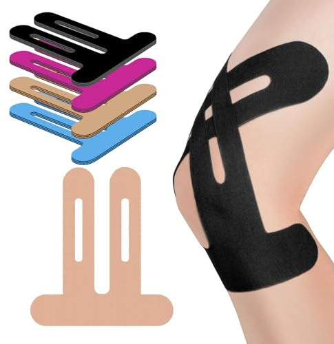 Kinesiology Tape Knee, 12 Count Knee Tapes for Knee Pain Elastic Waterproof Pre Cut Muscle Tape Sports Tapes for Relief Knee Pain, Provide Support and Stability for Running,Cycling,Sports (Style-2)