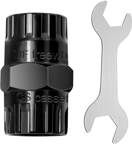 MSIHEY La herramienta de cassette de bicicleta 2 en 1 extractor de piñones y herramienta de cassette para anillo de bloqueo de 12 dientes viene con una llave de 24 mm