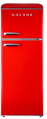 Wintem - Frigorifero Doppia Porta da 220L con Freezer Integrato, Sistema Total Defrost e Ripiani in Vetro Temperato, Frigorifero Silenzioso per Ambienti Vintage e Moderni Rosso