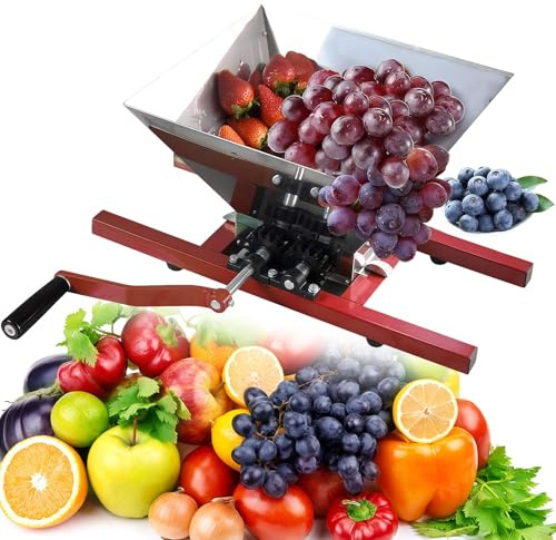 Fruit Crusher Manual Juicer Machine, 7 Litre Portable Pulper Mill with Aluminum Alloy Gears and Handle for Berry Wine Sauce and Fruit Scatter
