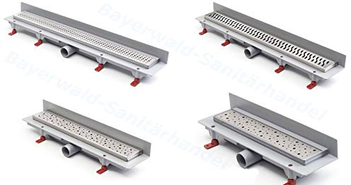 Canalina per doccia a pavimento in acciaio inox, scarico piatto, 85 cm, modello: classico montaggio a parete