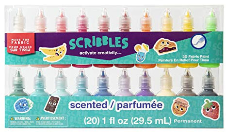 Scribbles 3D Paint, Non-Toxic, Fun, Dimensional, Permanent for Fabric Backpacks, Posters, Glass, Wood and More, Multi-Scented