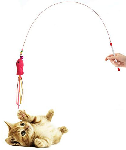 Diawell Katzenangel mit Glocke Angel Spielangel für Katzen Katzenspielzeug Katze Spielzeug Fisch