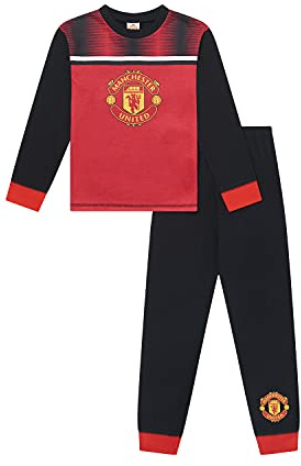 Manchester United F.C Boys Pyjamas, MUFC PJ Set Ages 3 to 15 Years Old, Official Football Merchandise (14-15 Years) Red