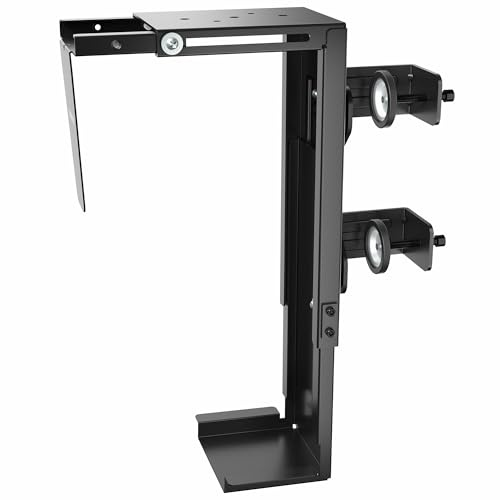 VIVO Soporte de PC con abrazadera ajustable para patas de escritorio, soporte para PC debajo del escritorio, soporte de CPU con instalación sin herramientas, negro, MOUNT-PC01C