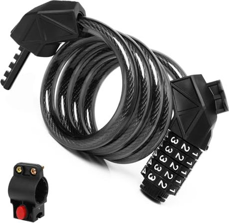 Fahrradschloss Zahlenschloss, Fahrrad Schloss hohe Sicherheit 12mm dickes Stahl Kabelschloss, wasserdichtes Kettenschloss für E-Bikes Roller E Scooter Kinder Fahrräder (Eisenhaltig)