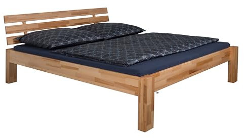 Staboos massives Buchen Holzbett Beethoven - Bettgestell in unterschiedlichen Größen - Einzelbett oder Doppelbett - Geölte Betten - Massiv Holz Bett - 140x200 cm