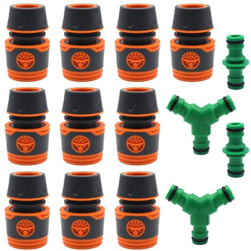Aoyswuz Lot de 14 Raccord Tuyau D'arrosage Plastique Raccord D'arrosage Rapid Raccord de Tuyau 1/2 pour Le Raccordement du Tuyau