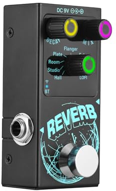 Funien Digital Reverb Guitar Pedal, 9 Types de Réverbération, Accompagnement sans Fil avec un Vrai Contournement, des Boutons de Commande de Décroissance/Mélange, une