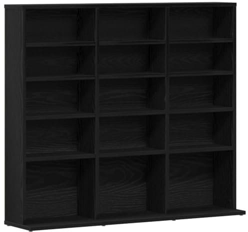 vidaXL CD-Schrank Schwarz Eichen-Optik 100x23x89,5 cm Holzwerkstoff