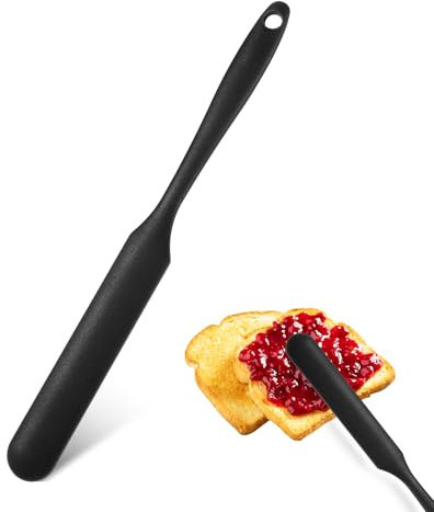 Simarro Silicone Baking Scraper, Long Handle Jar Shovel, Heat Resistant, Multifunctional Kitchen Tool, Black